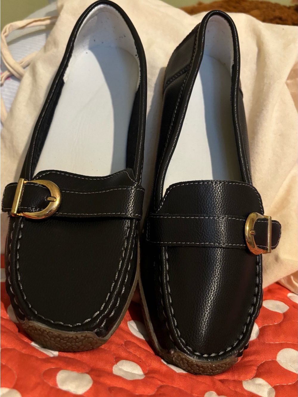 Navy Women's Buckle Loafers